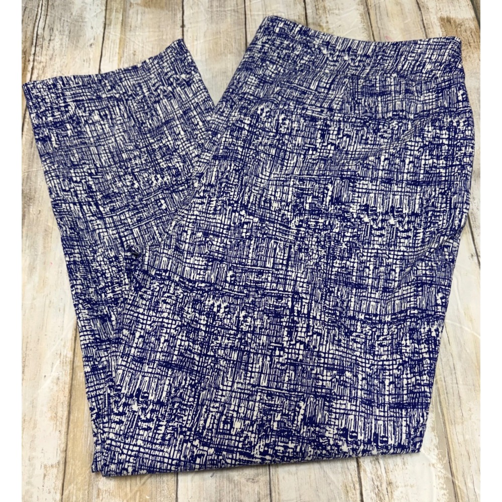 Chicos Brigitte So Slimming Ankle Pants Blue White Women's 0.5P (u.s. 6 petite)